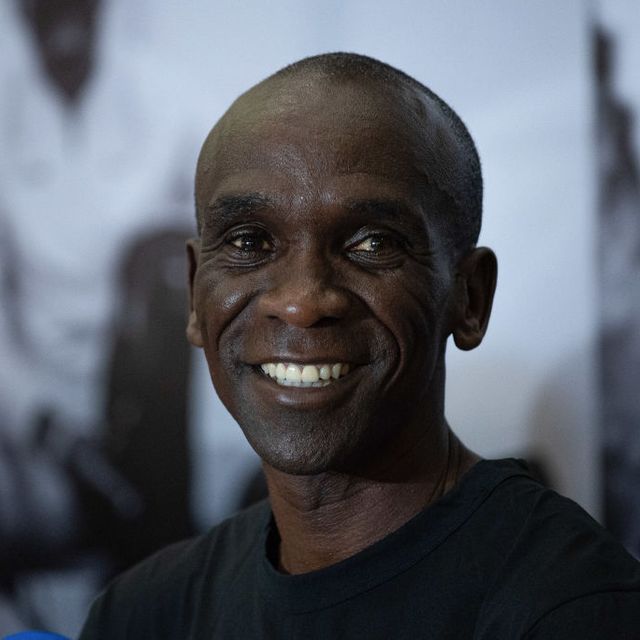 eliud kipchoge, a kenyan long distance runner, speaks to