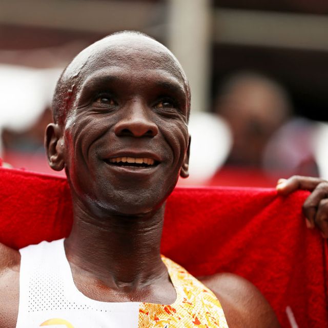 eliud kipchoge smiling after the london marathon