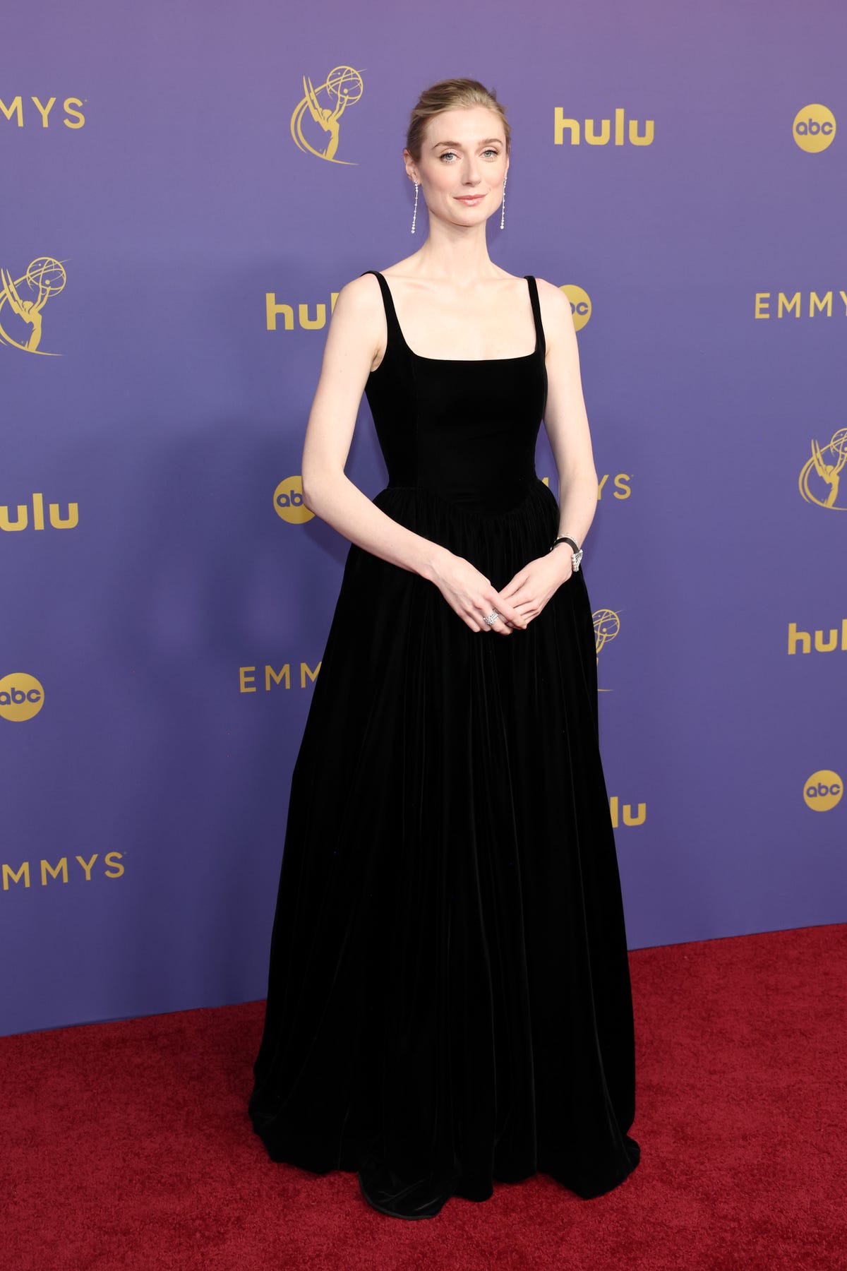 Elizabeth Debicki wears a black tank dress at the 2024 Emmy Awards