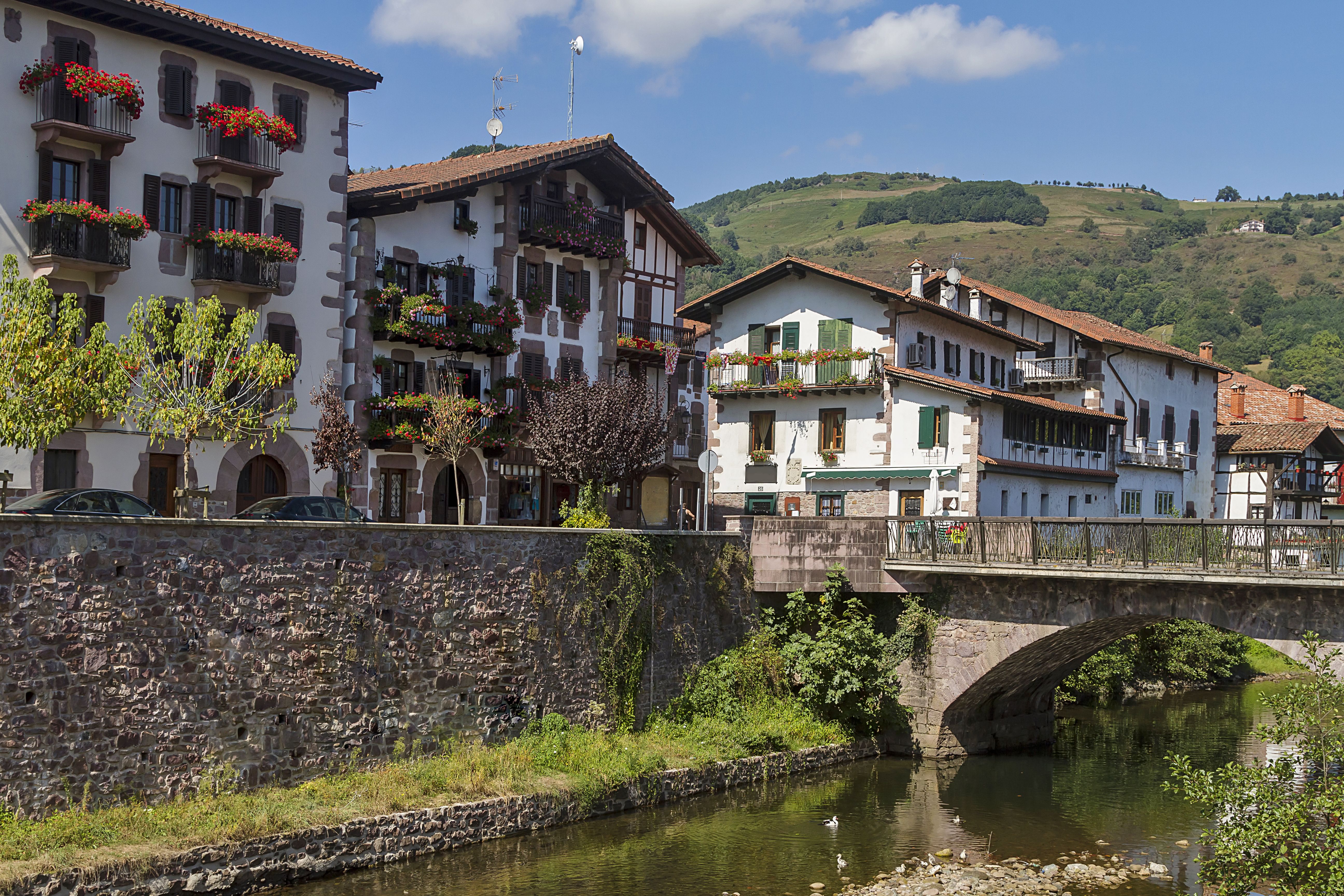elizondo picturesque town in navarre, spain