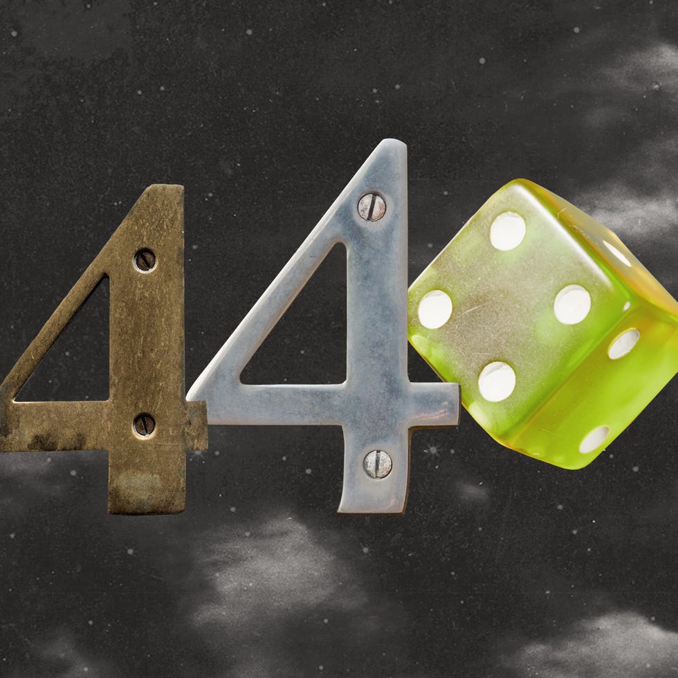 a collage of 4 4 and a dice on the number 4