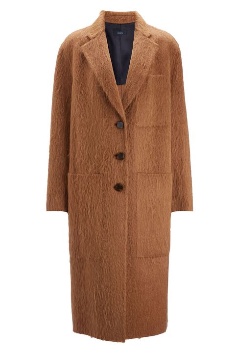 Clothing, Coat, Outerwear, Overcoat, Brown, Tan, Beige, Sleeve, Trench coat, Collar, 