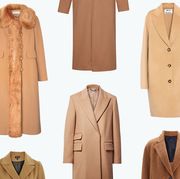 Clothing, Overcoat, Coat, Outerwear, Trench coat, Beige, Brown, Sleeve, Blazer, Jacket, 