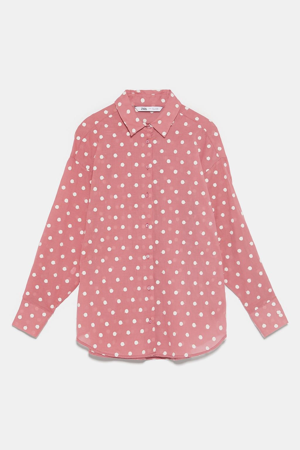 Camisa lunares rosa online zara