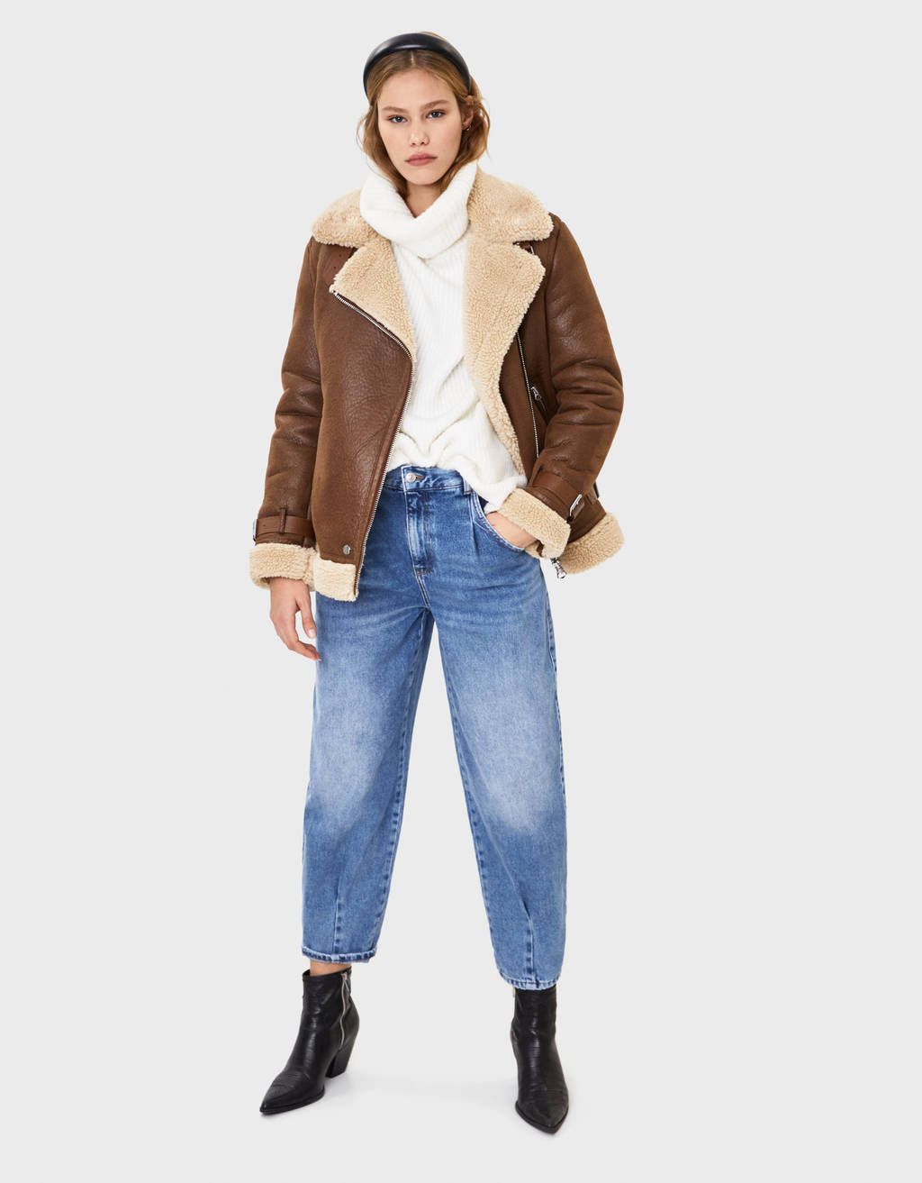 Chaqueta piel aviador mujer sale