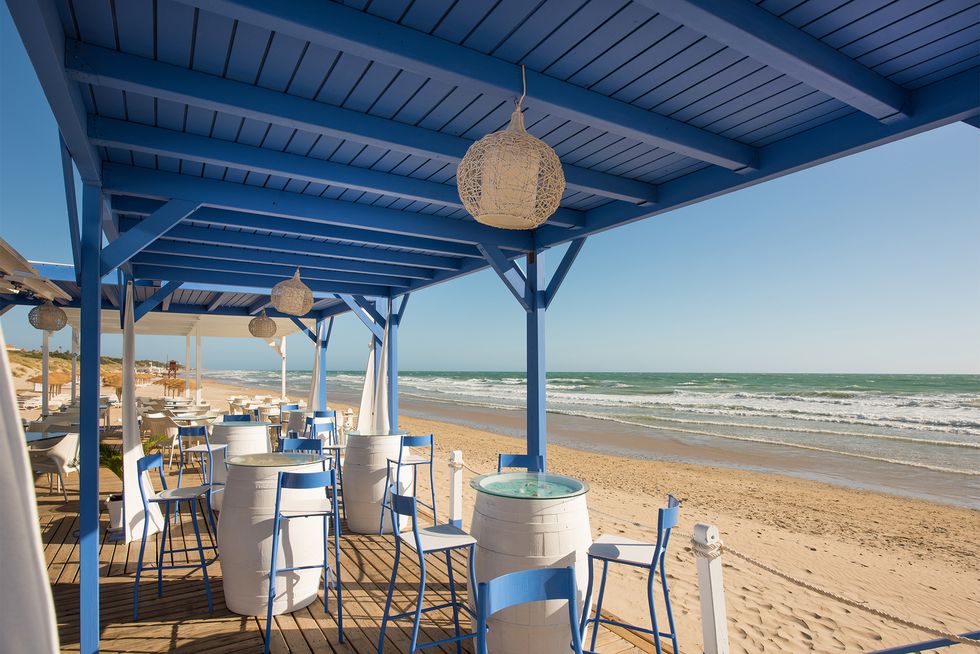 Beach, Sky, Sea, Vacation, Shore, Shade, Restaurant, Ocean, Resort, Sand, 