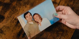 christie smythe holds the only photo she has of herself and martin shkreli