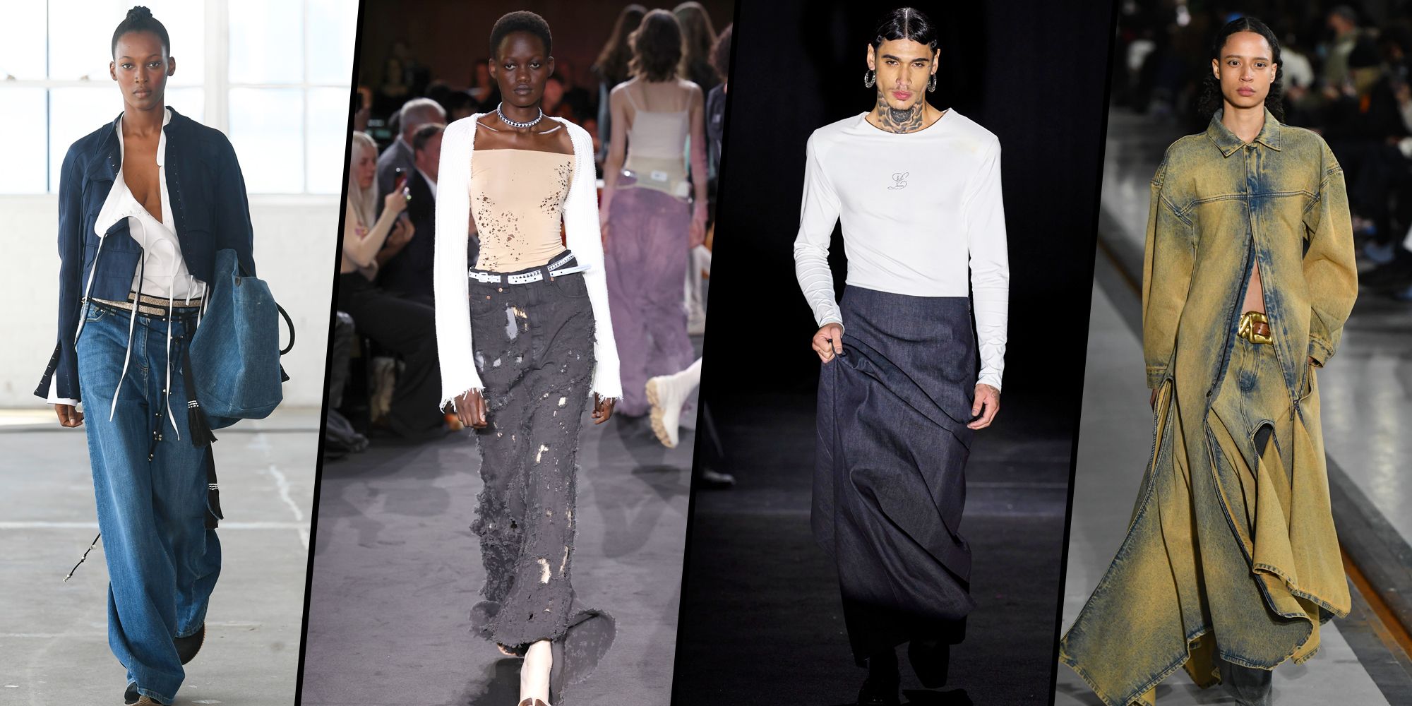 2023 Fashion Retro Long Autumn Spring Denim Skirts Girls High Waist Button  Pockets Split Jeans Straight Maxi Denim Skirt