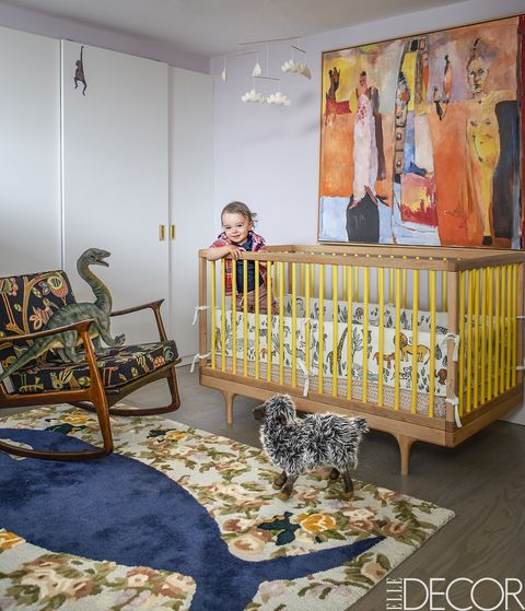 Room, Yellow, Infant bed, Furniture, Product, Nursery, Property, Interior design, Floor, Wall, 