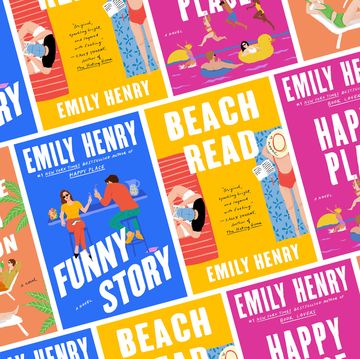 the covers of emily henry's romance novels lined up together