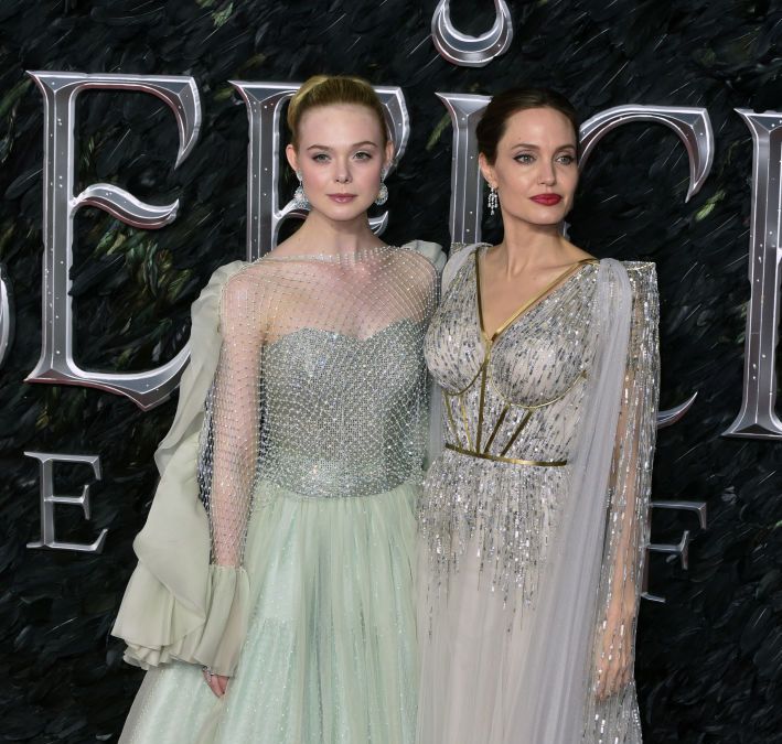 elle fanning and angelina jolie attend the maleficent