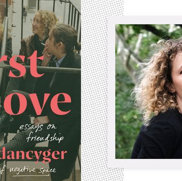 the cover of first love next to a headshot of lilly dancyger