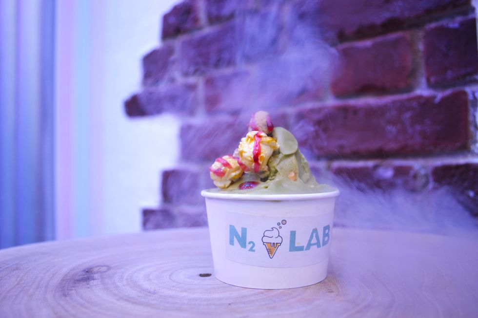 helado hecho con nitrógeno de la heladería n2lab