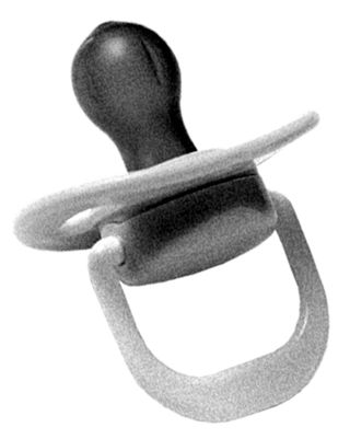 a black and white photo of a pacifier