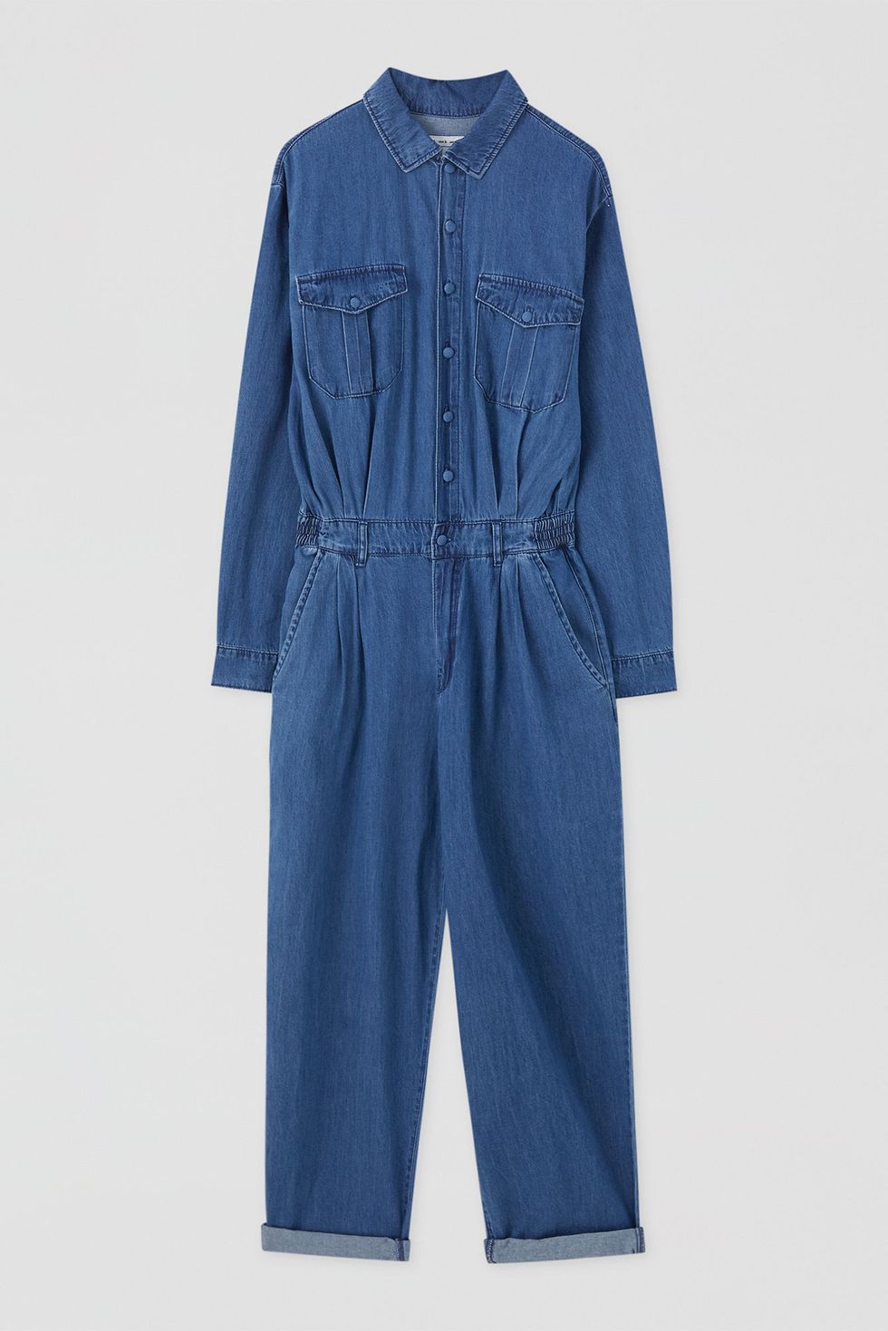 Clothing, Blue, Denim, One-piece garment, Sleeve, Outerwear, Textile, Electric blue, Jeans, Pocket, 