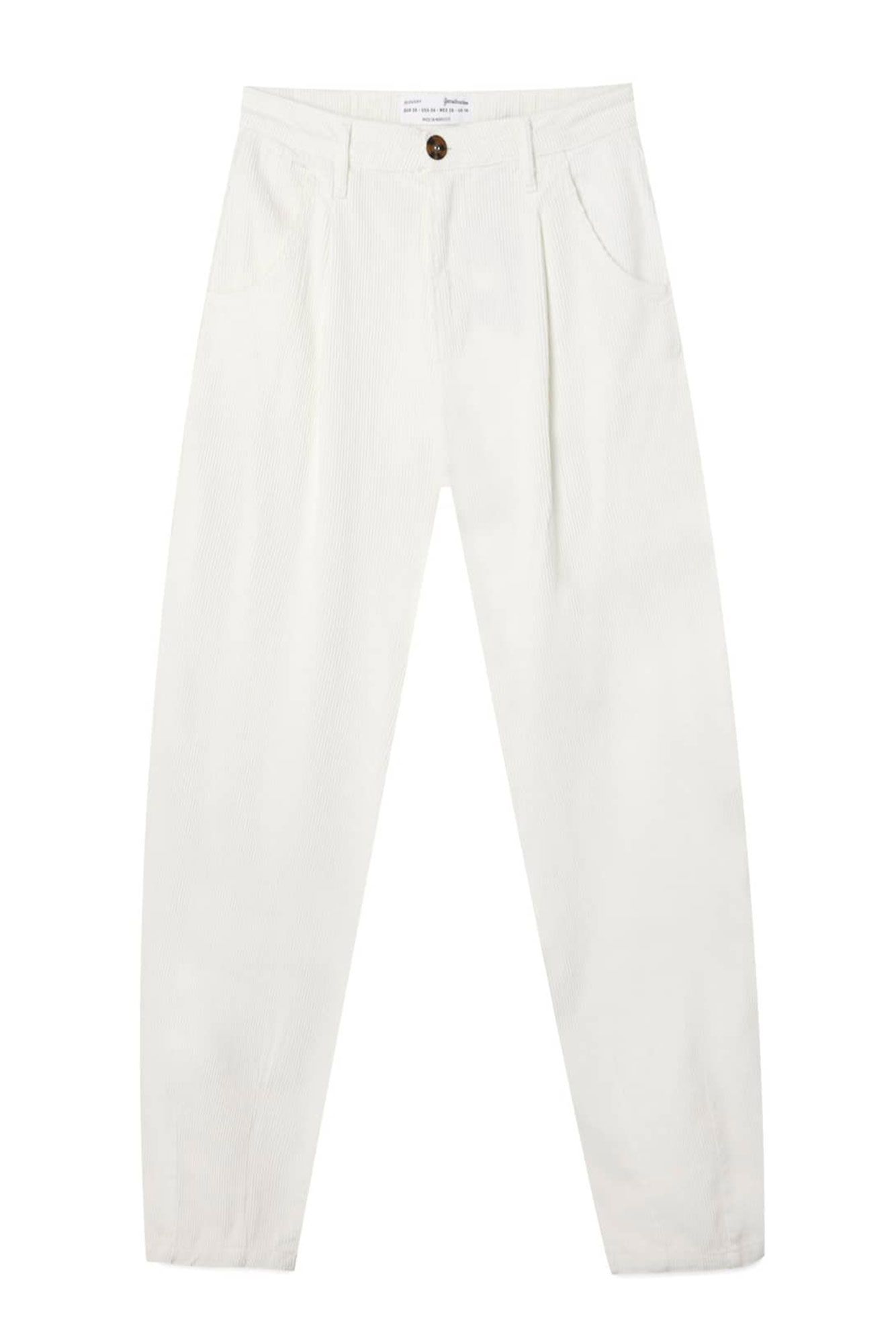 Pantalon pana blanco online stradivarius