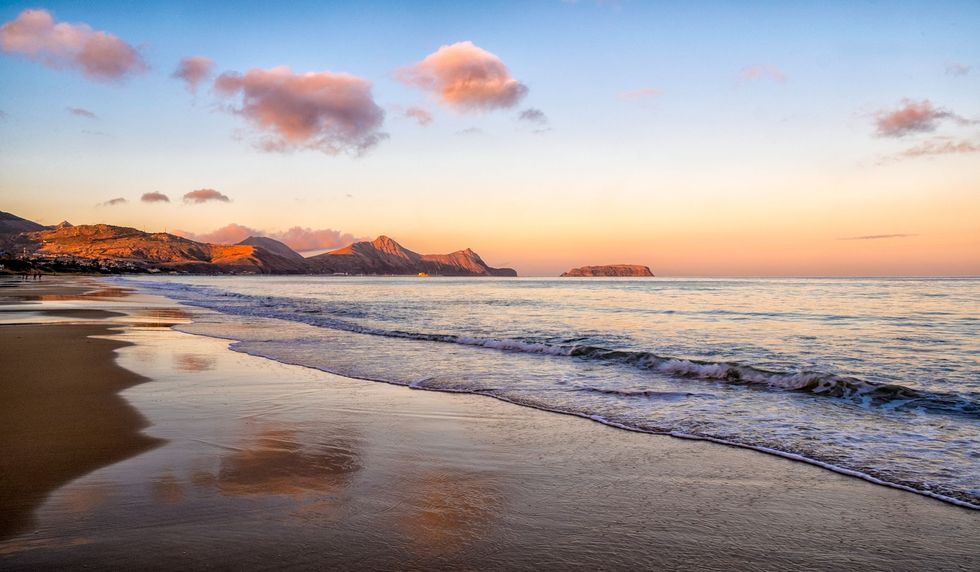 Atardecer en la playa de Porto Santo, Madeira, Portugal