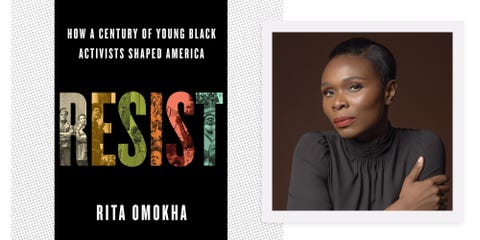 book cover and author photo for resist by rita omokha