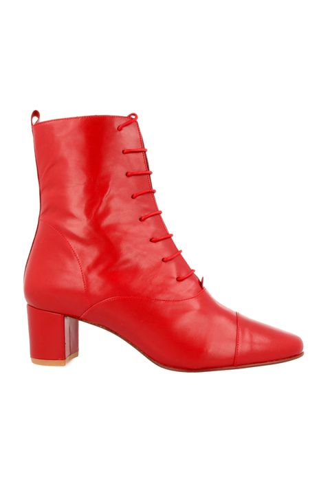 Footwear, Red, Shoe, Boot, High heels, Leg, Leather, 