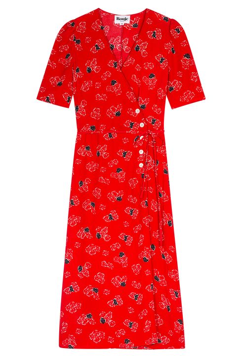 Clothing, Red, Sleeve, Dress, T-shirt, Day dress, Pattern, Pattern, Nightwear, Coquelicot, 