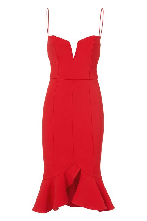 Clothing, Dress, Day dress, Red, Cocktail dress, One-piece garment, Neck, 
