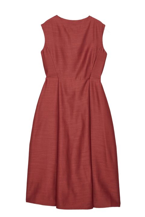 Clothing, Dress, Day dress, Cocktail dress, Maroon, Sleeve, A-line, Neck, Formal wear, 