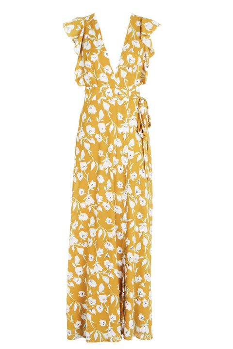 Day dress, Clothing, Yellow, Dress, One-piece garment, Cover-up, Sleeve, Pattern, Pattern, 