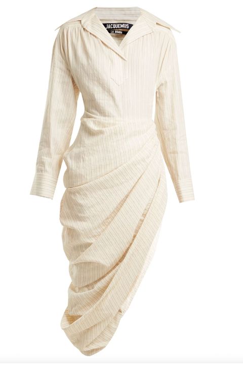 Clothing, White, Sleeve, Dress, Beige, Outerwear, Day dress, Robe, Neck, 