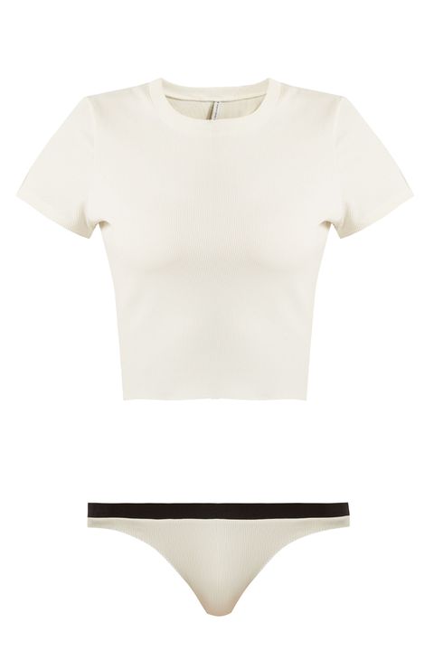 Clothing, White, Product, T-shirt, Beige, Sleeve, Crop top, Top, Neck, Blouse, 