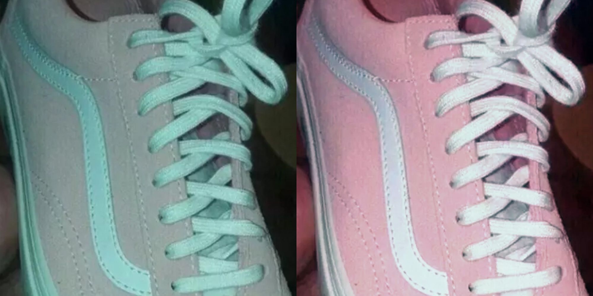 Pink and white vans outlet or teal and grey