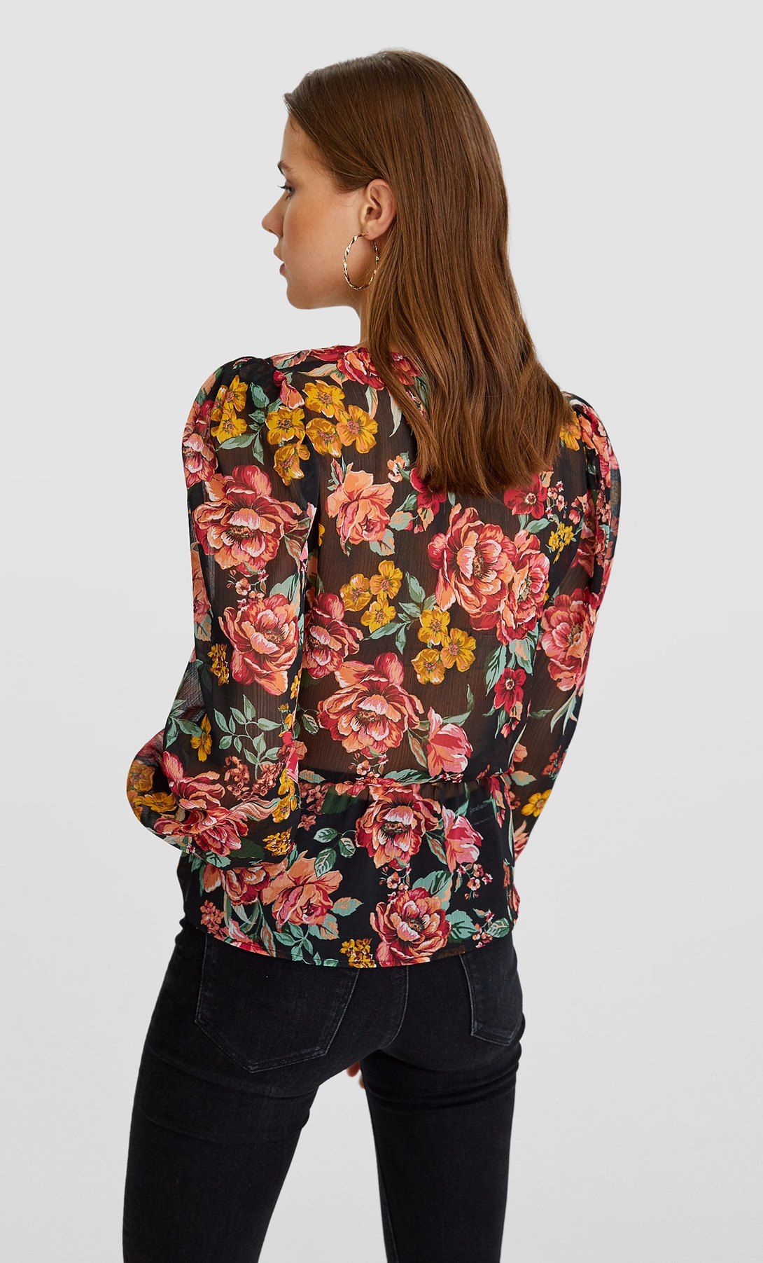 Stradivarius blusa manga online abullonada