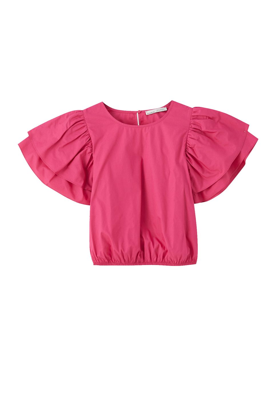 Clothing, Pink, Sleeve, Magenta, Blouse, T-shirt, Crop top, Outerwear, Top, Shirt, 