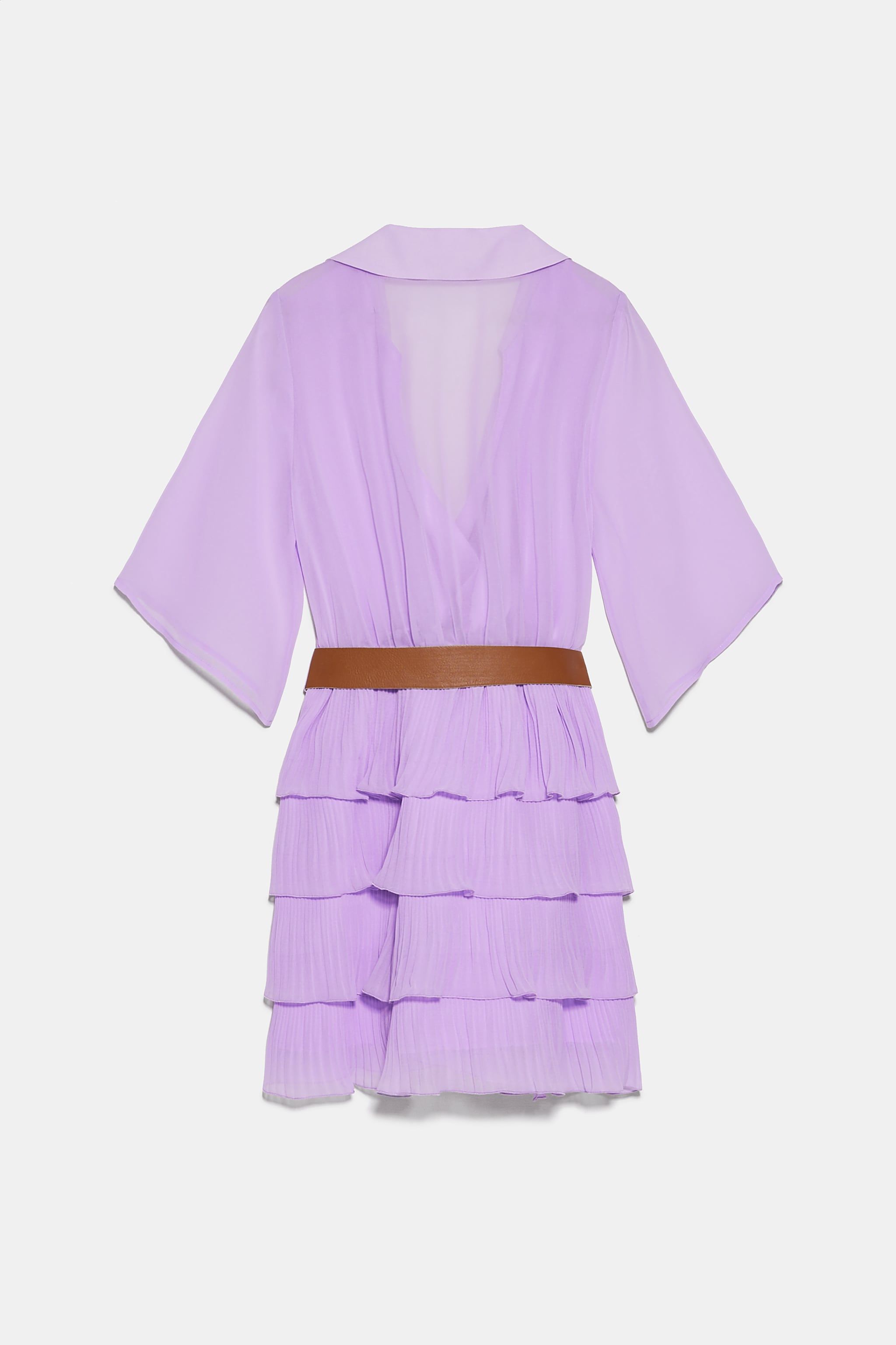 Zara vestido plisado discount morado