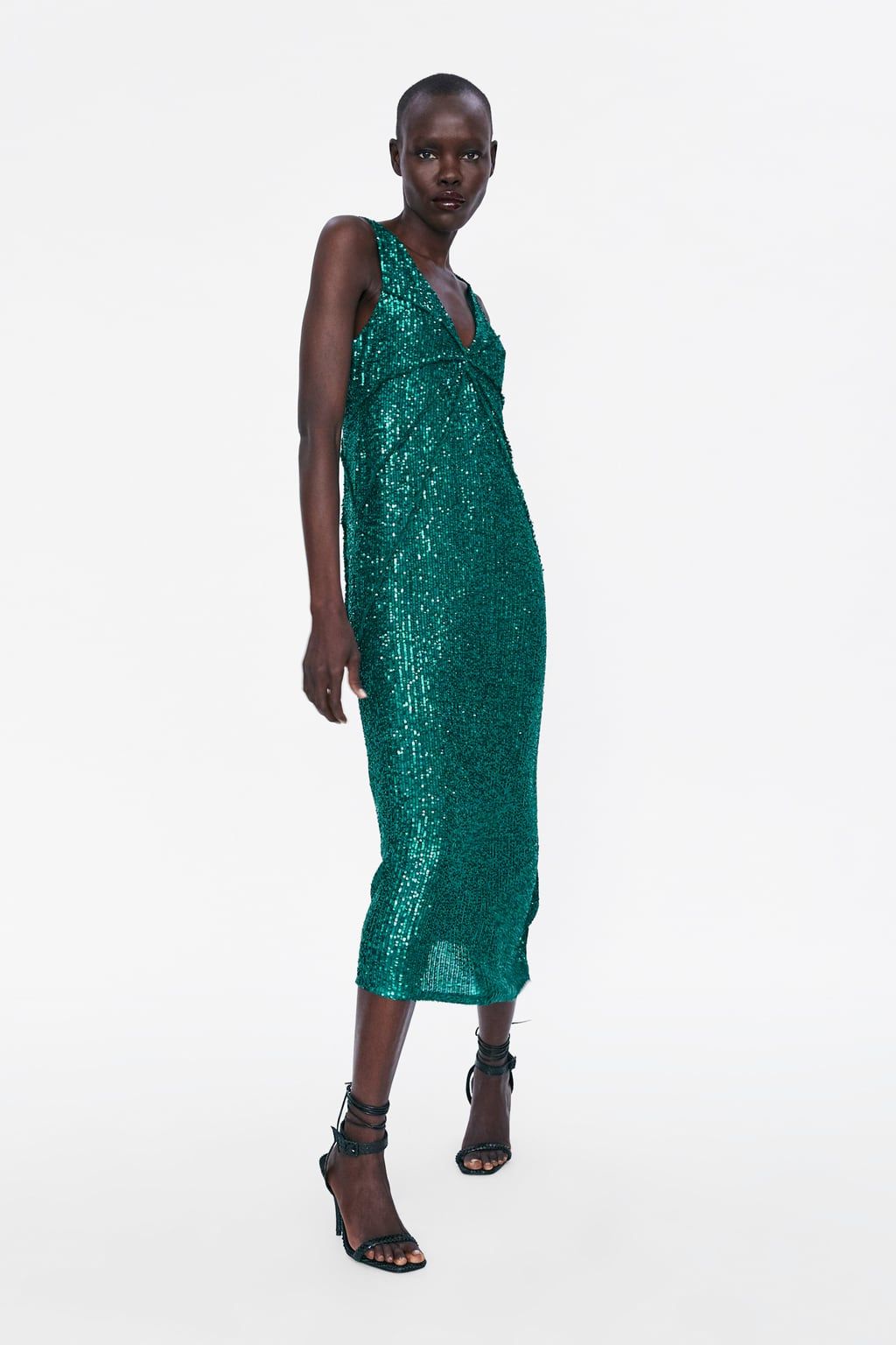 Vestido zara lentejuelas online verde