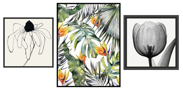 Watercolor Botanical Print Set of 3, Gallery Wall Art, Floral Printable Art,  Wild Flowers Art Floral Line Art, Modern Home Decor Art 