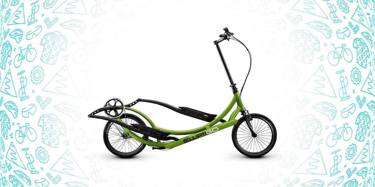 elliptigo elliptical trainer bike against patterned background