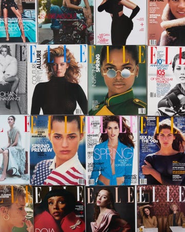 collection of magazine covers featuring various fashion themes and models