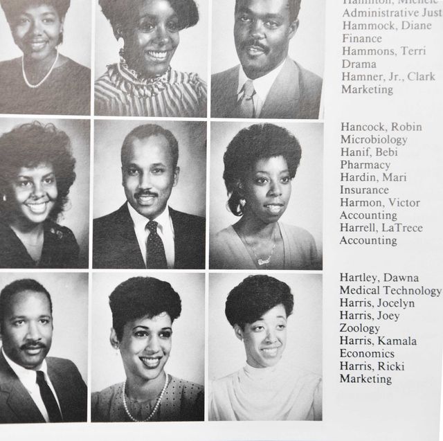 vice president kamala harris pictured in howard university’s 1986 yearbook