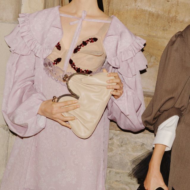 models in lavender and brown dresses from simone rocha spring 2022
