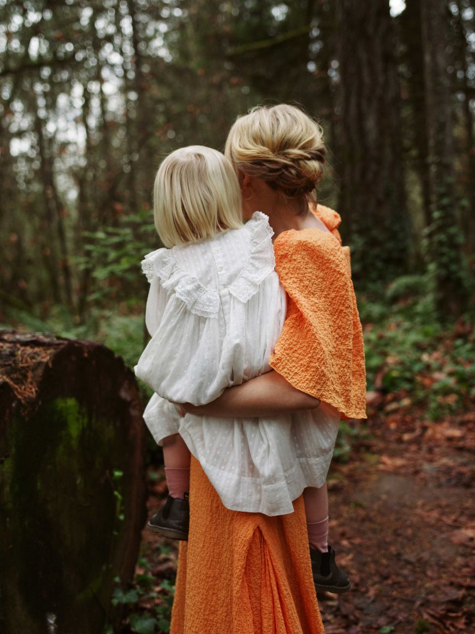 People in nature, Photograph, Photography, Forest, Shoulder, Romance, Dress, Woodland, Peach, Love, 