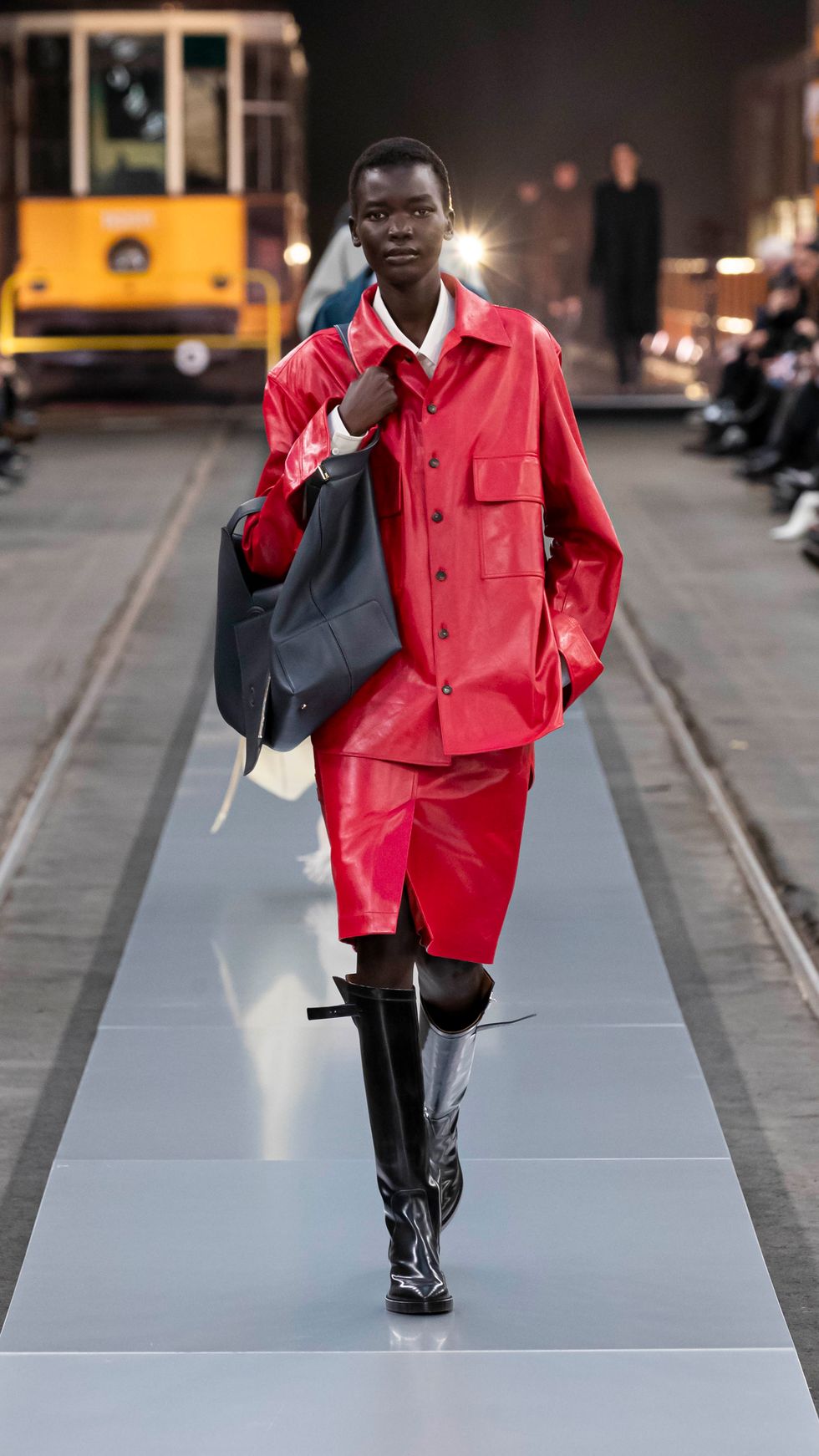 a person in a red coat