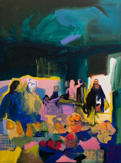 painting of whitechapel market by karimah hassan