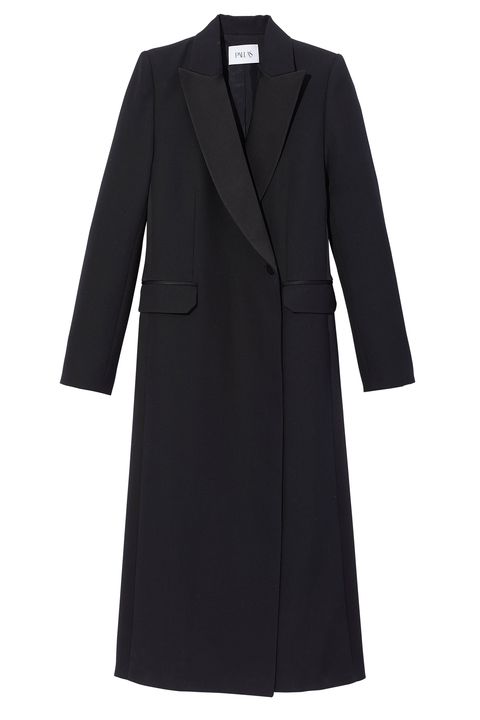 Clothing, Coat, Black, Overcoat, Outerwear, Trench coat, Dress, Sleeve, Collar, Formal wear, 