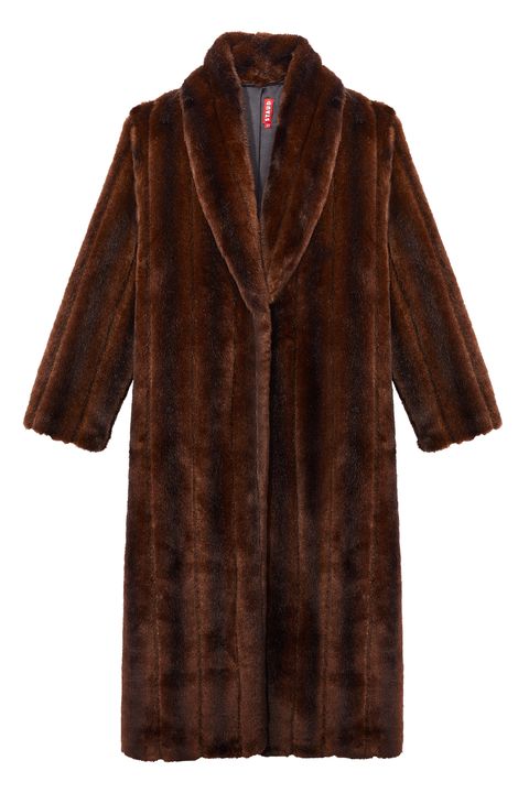 Clothing, Fur, Outerwear, Brown, Fur clothing, Coat, Sleeve, Robe, Textile, Jacket, 