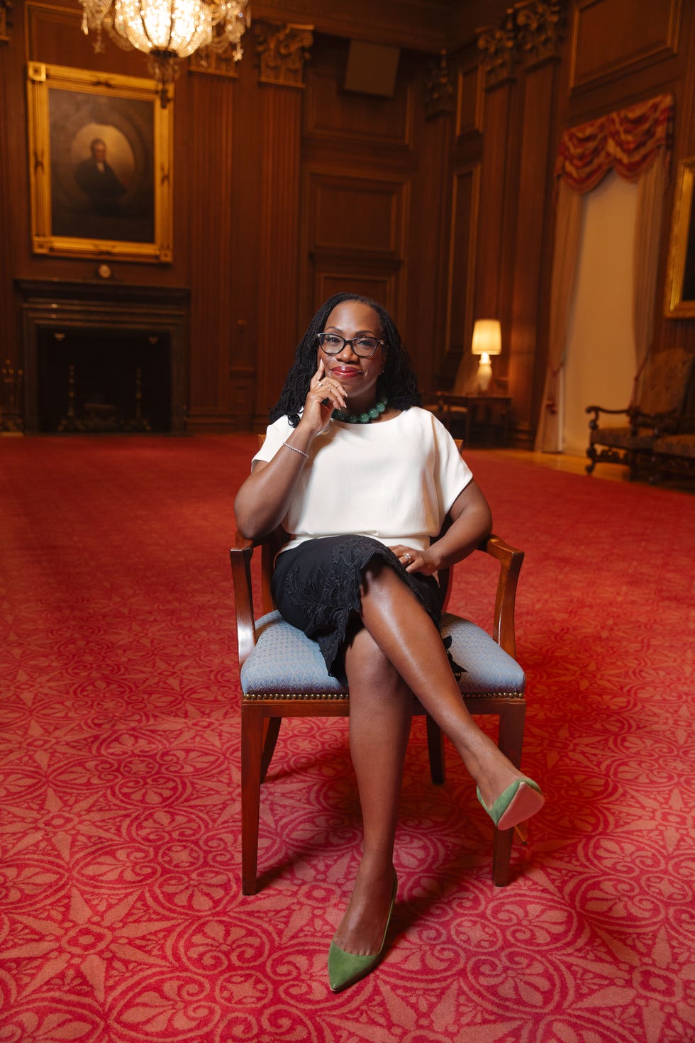 justice ketanji brown jackson, photographed in the supreme court in july