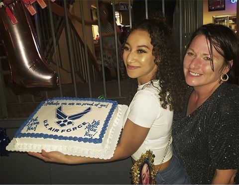 aposhian with her mom, megan aposhian, at the party celebrating her enlistment into the air force