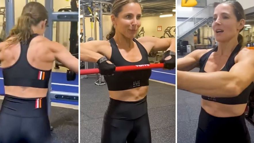 Elsa Pataky flexes her strong arms and very toned back in