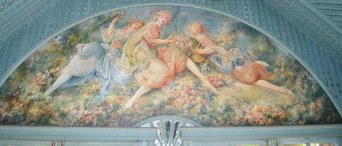 a close up of one of the murals by everett shinn in elsie de wolfe's tea house design at planting fields arboretum state historic park