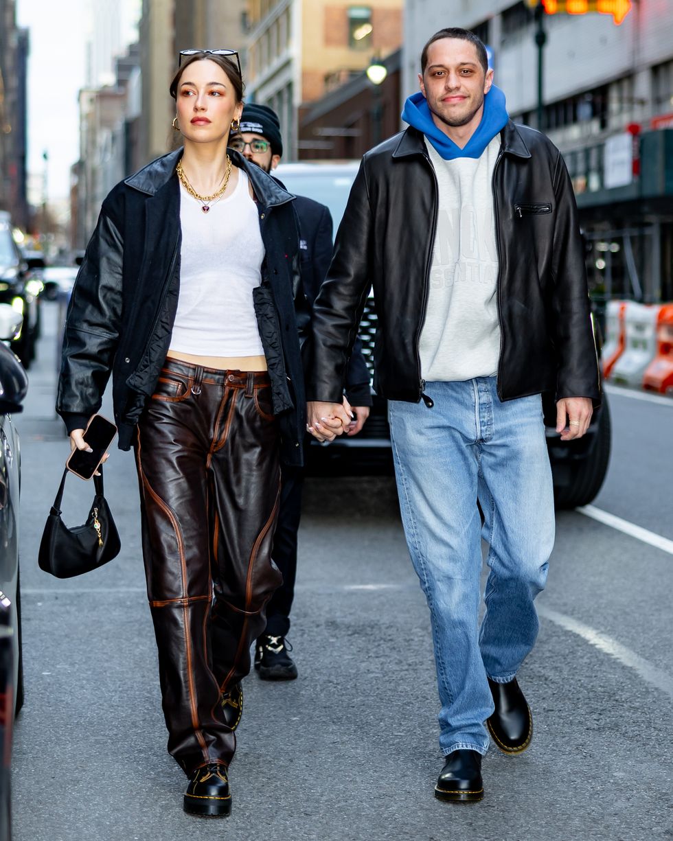 elsie hewitt and pete davidson in new york city april 06, 2025