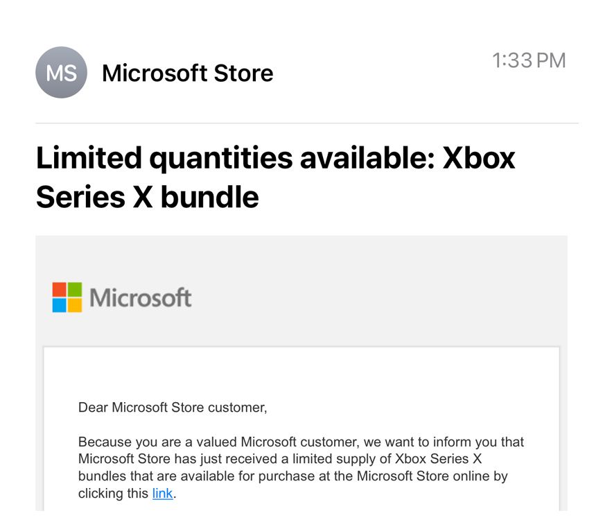 xbox series x purchase email